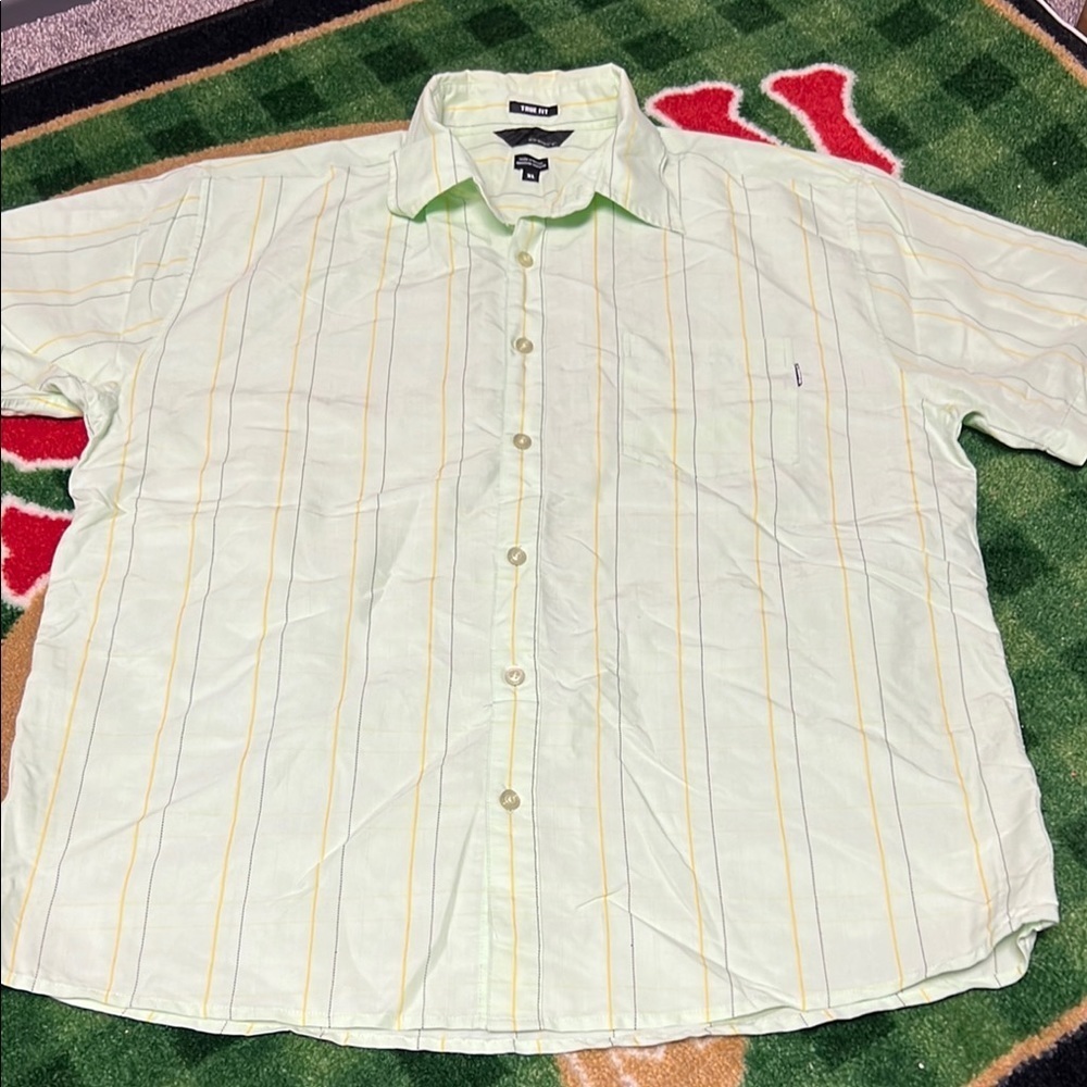Oakley Button Up Shirt Mens XL True Fit Multicolor Striped Pocket Short Sleeve